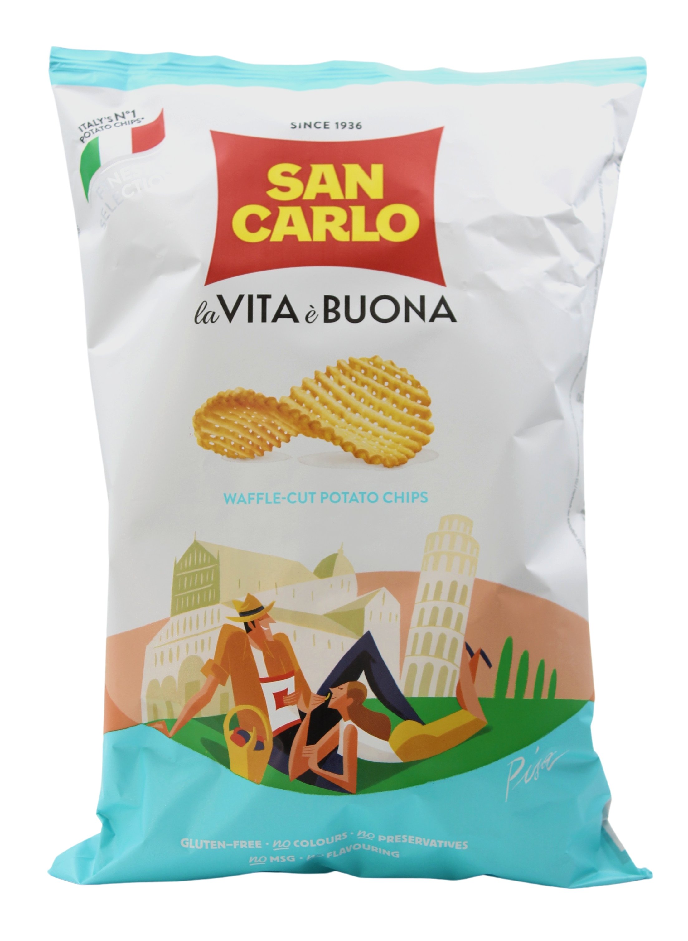 San Carlo, Chips Waffle-Cut Pisa 100 g, Brot & Knabbern, 0,1 kg