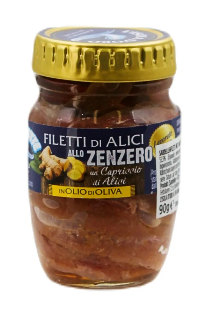 Filetti di Alici allo Zenzero 90 g Filetti di Alici allo Zenzero 90 g