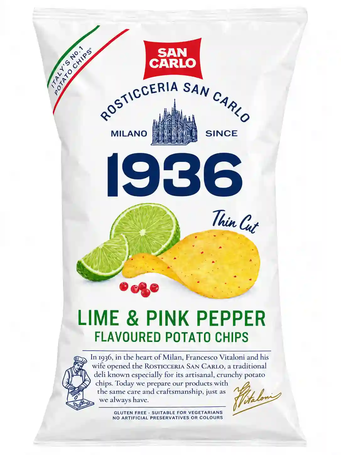 Chips Più Gusto Lime & Pink Pepper Capri 150 g