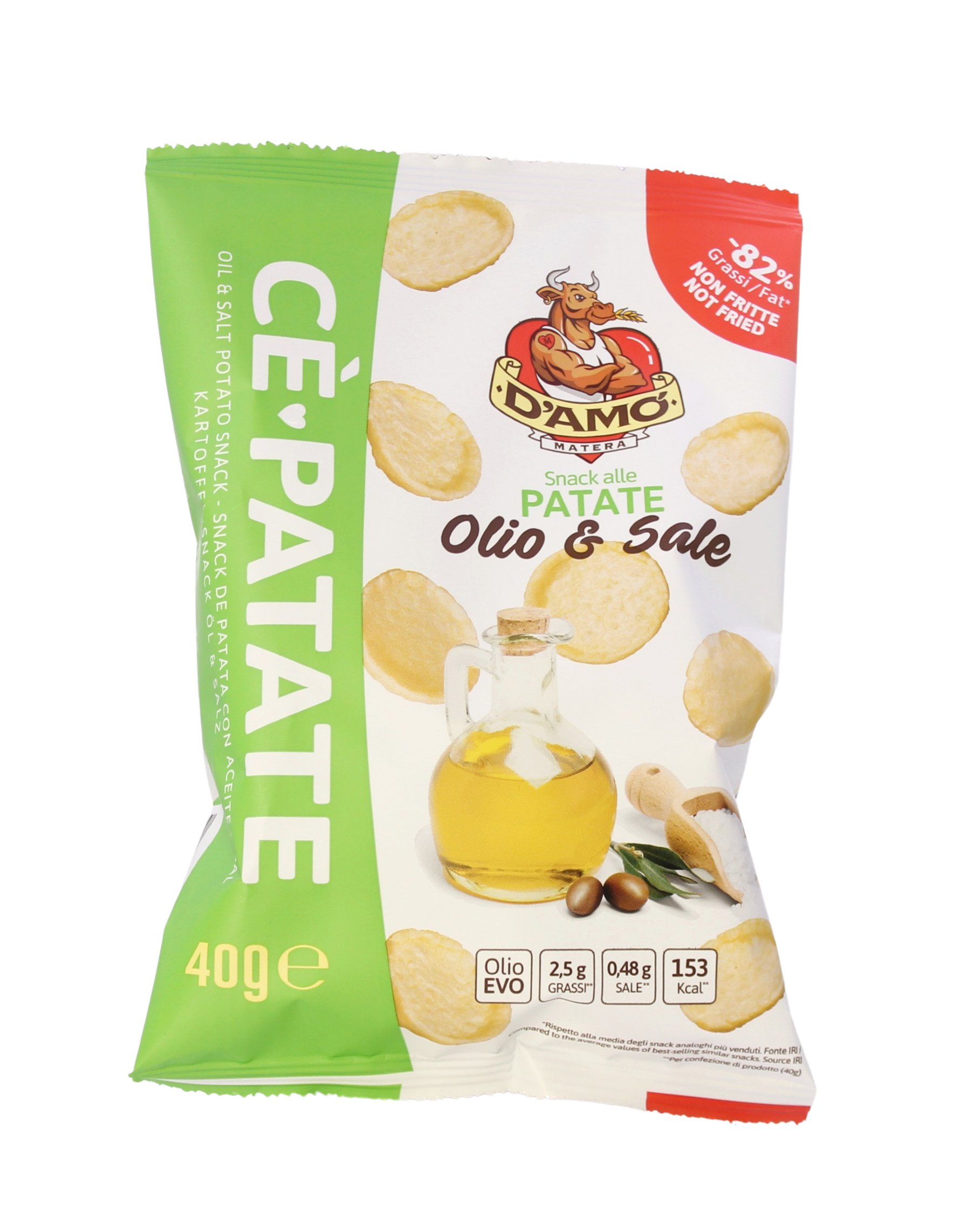 D`Amo, Snack alle Patate Olio e Sale 40 g, Brot & Knabbern, 0,04 kg