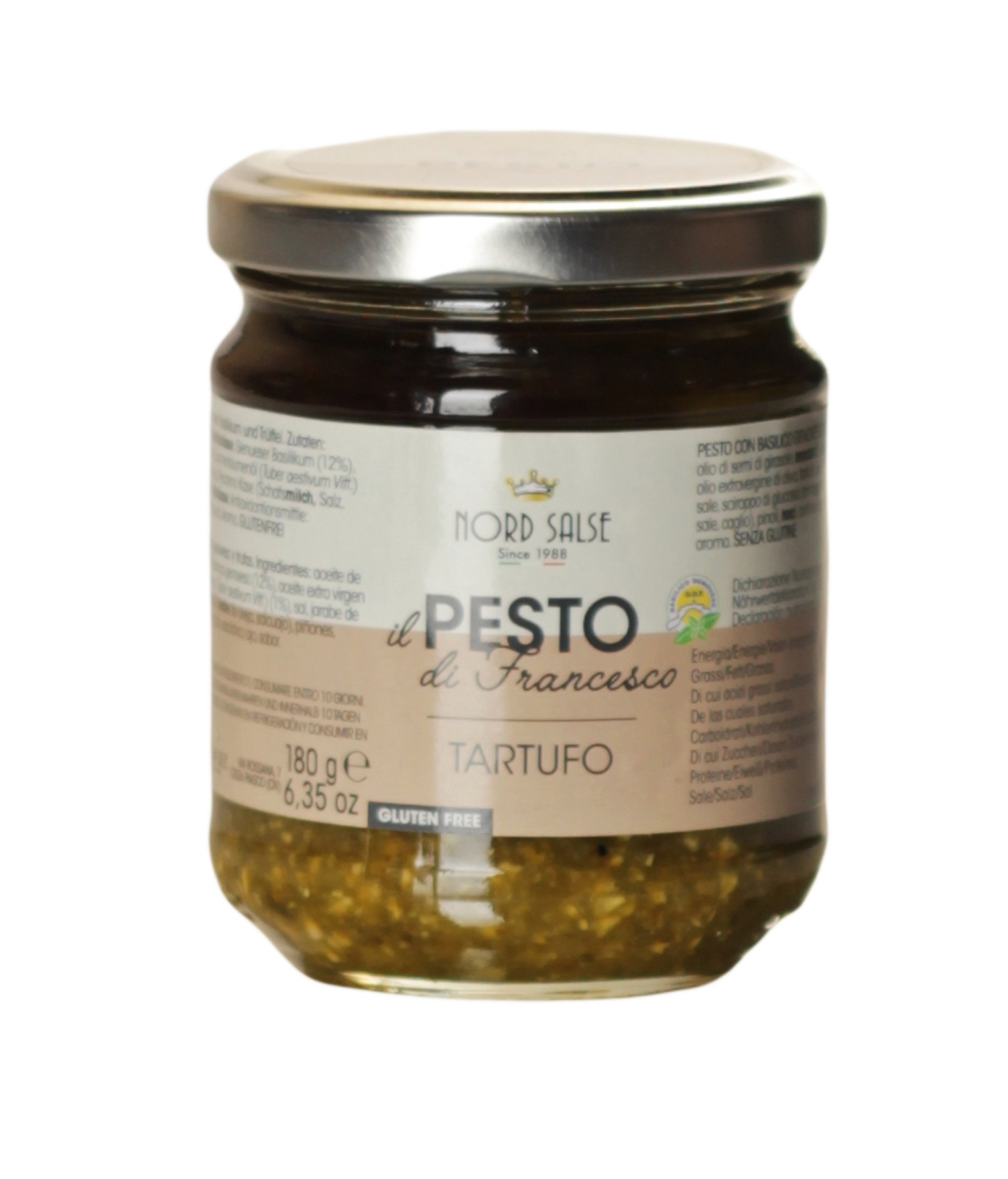 Nord Salse, Pesto con Tartufo e Basilico Genovese D.O.P. 180 g, Saucen & Pesto, 0,18 kg