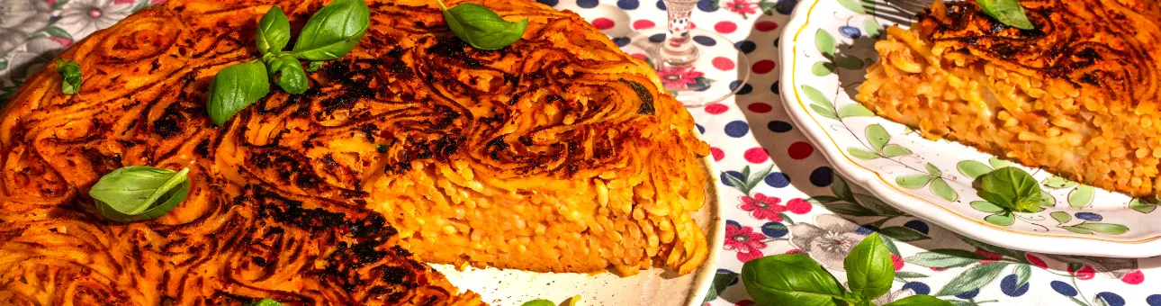 Spaghetti Frittata mit Scamorza