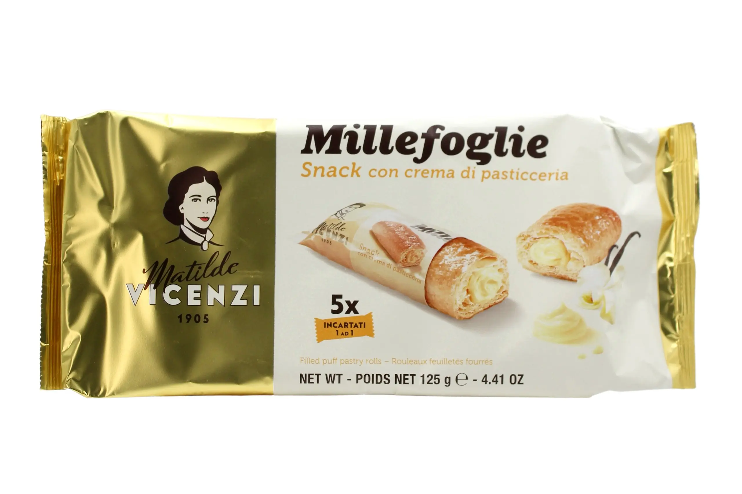 Millefoglie Snack con Crema di Pasticceria 125 g Millefoglie Snack con Crema di Pasticceria 125 g