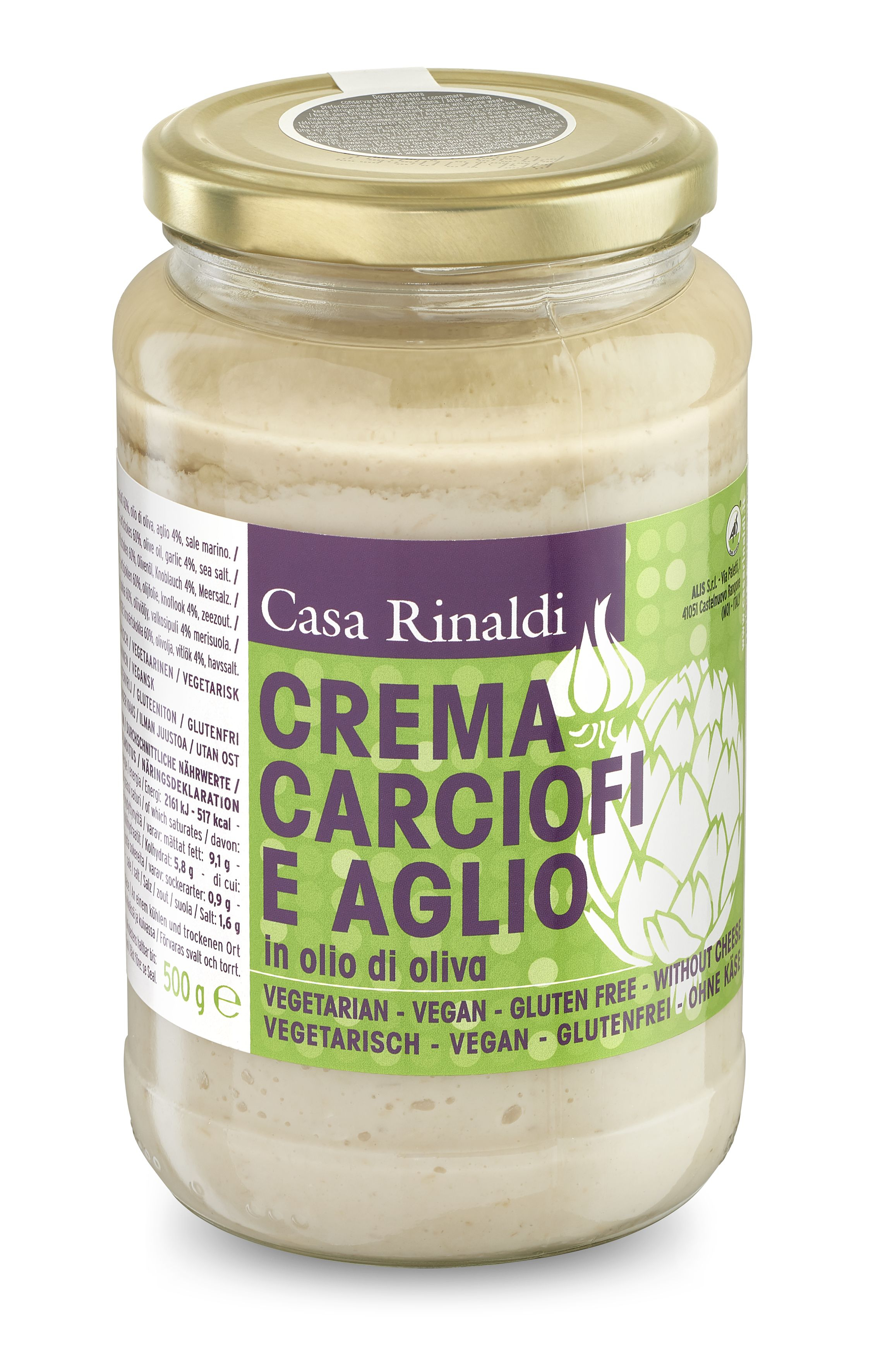 Casa Rinaldi, Crema Carciofi e Aglio 500 g, Saucen & Pesto, 0,5 kg
