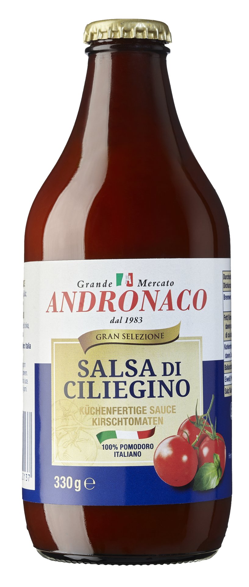 ANDRONACO, Salsa Pronta di Pomodorino Ciliegino 330 g, Saucen & Pesto, 0,33 kg