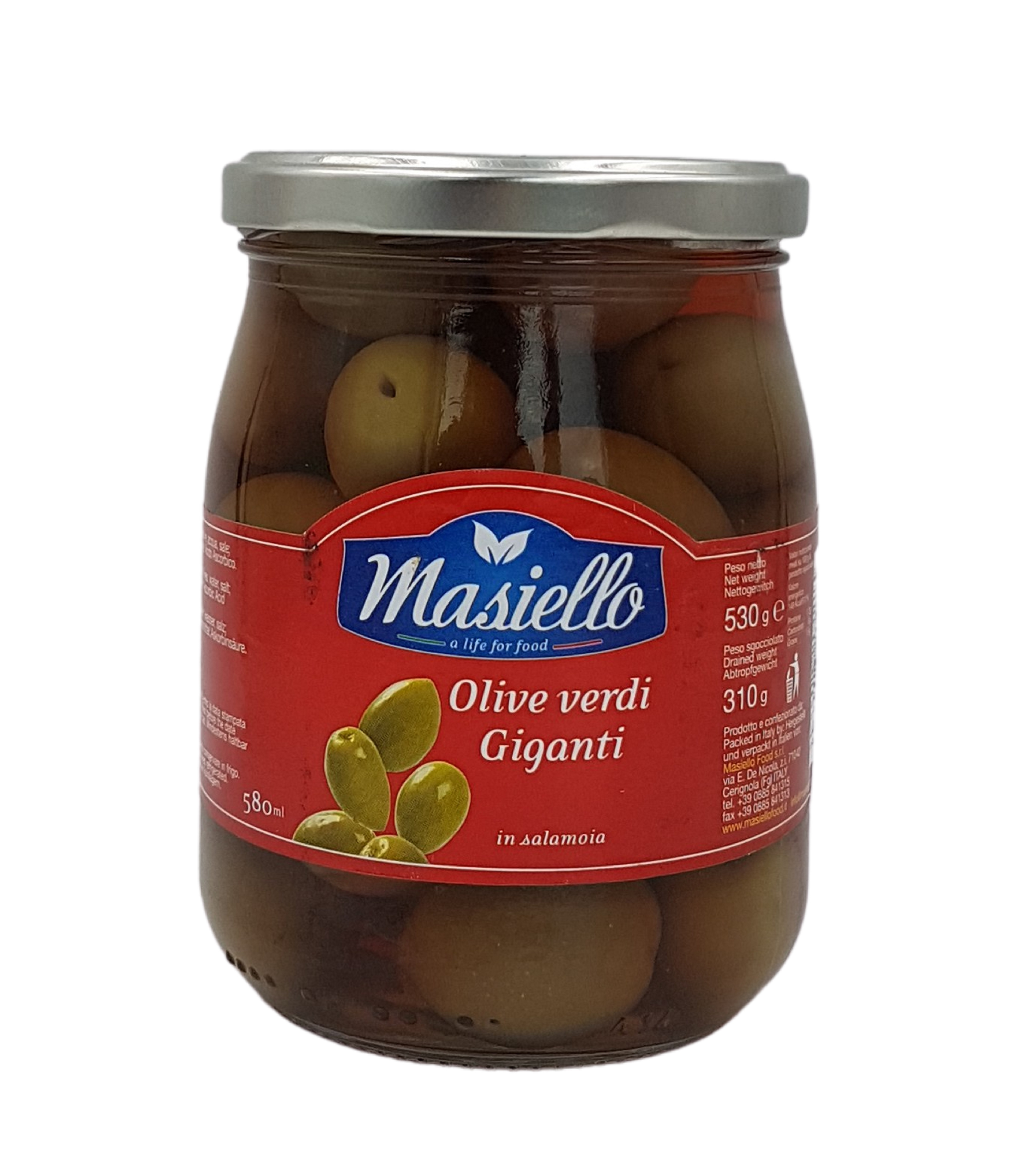 (13,84 €/kg) Masiello Olive verdi Giganti 530 g