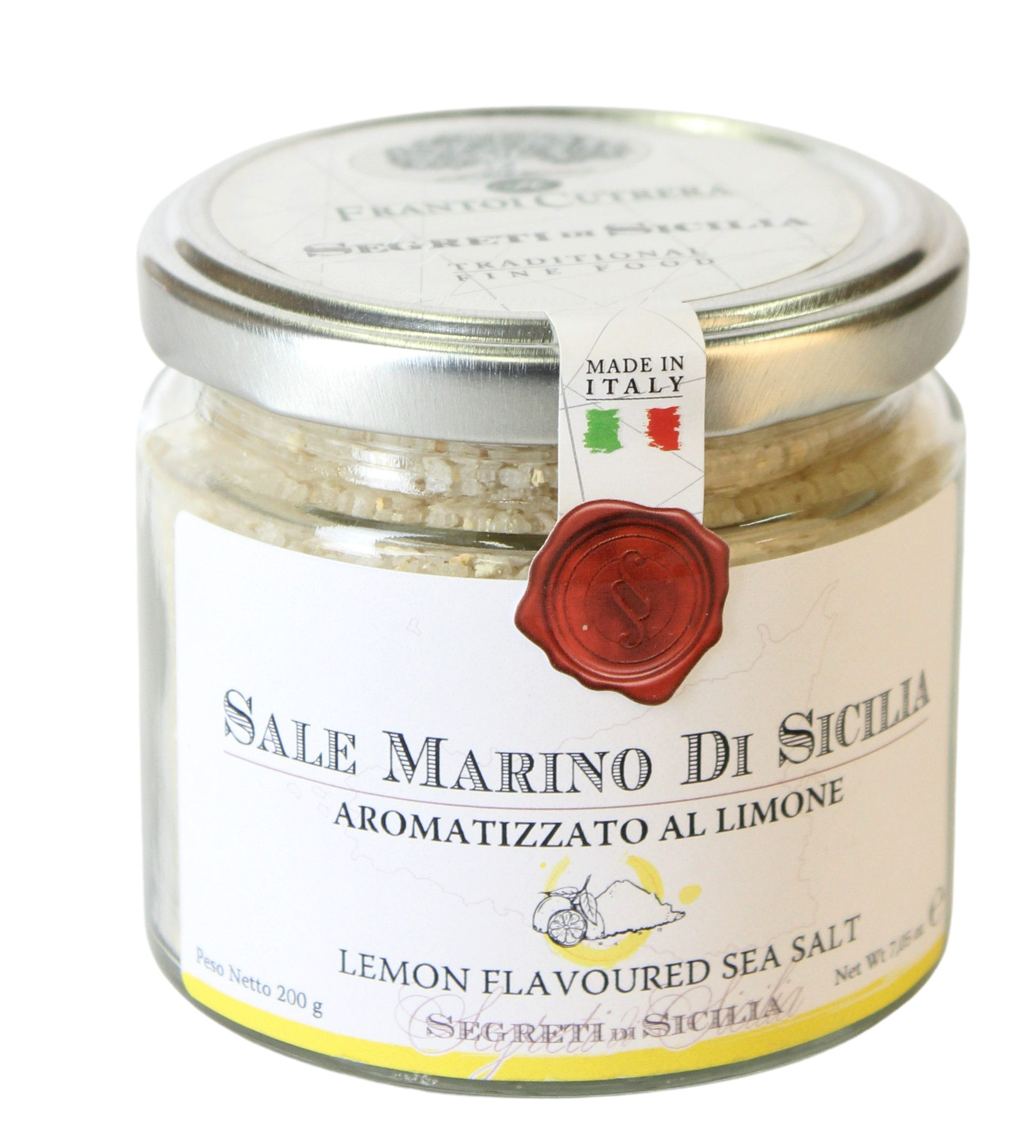 Segreti di Sicilia, Sale Marino di Sicilia Aromatizzato al Limone 200 g, Gewürze, 0,2 kg