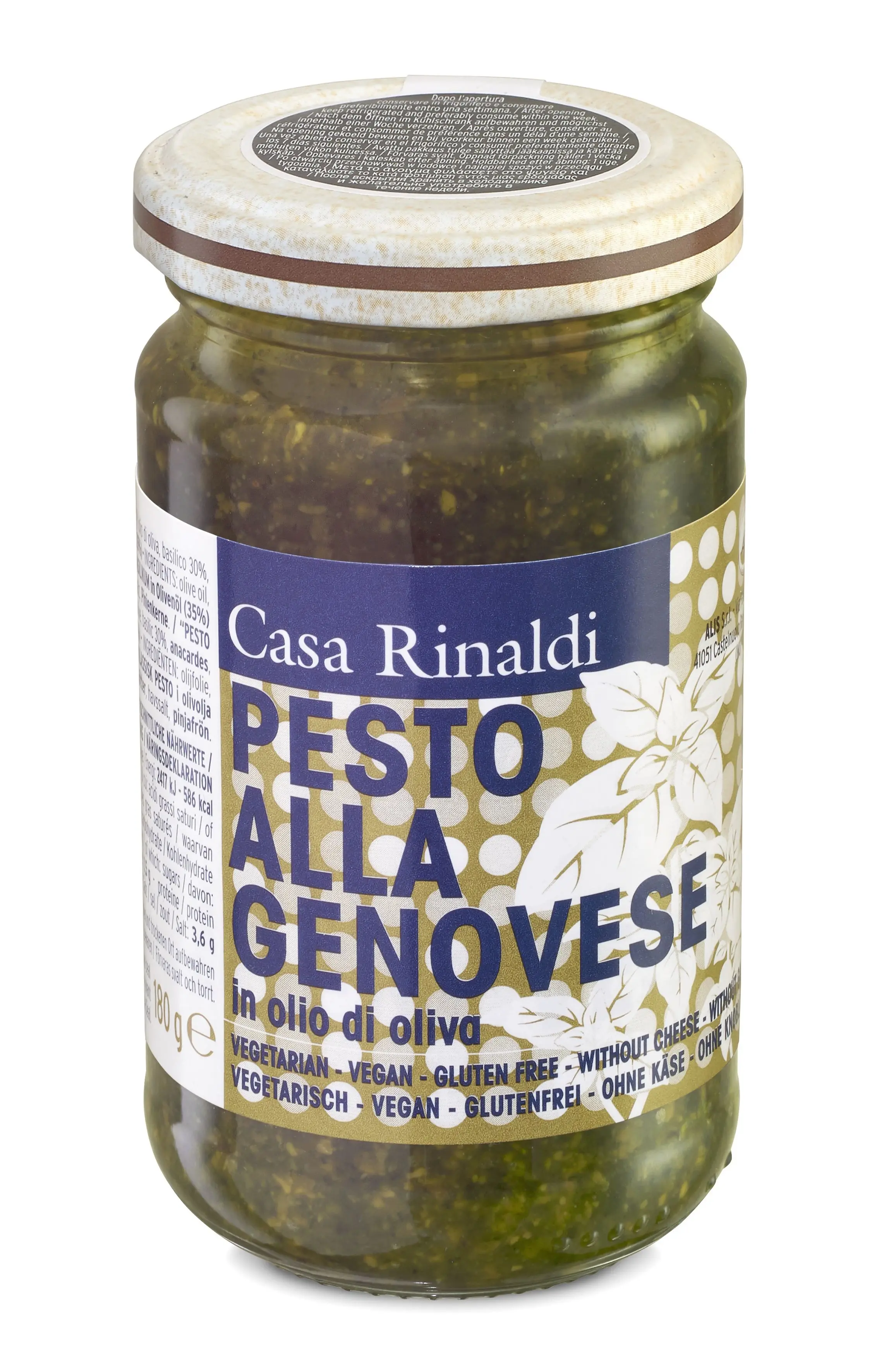 Pesto alla Genovese in Olio di Oliva 180g Pesto alla Genovese in Olio di Oliva 180g