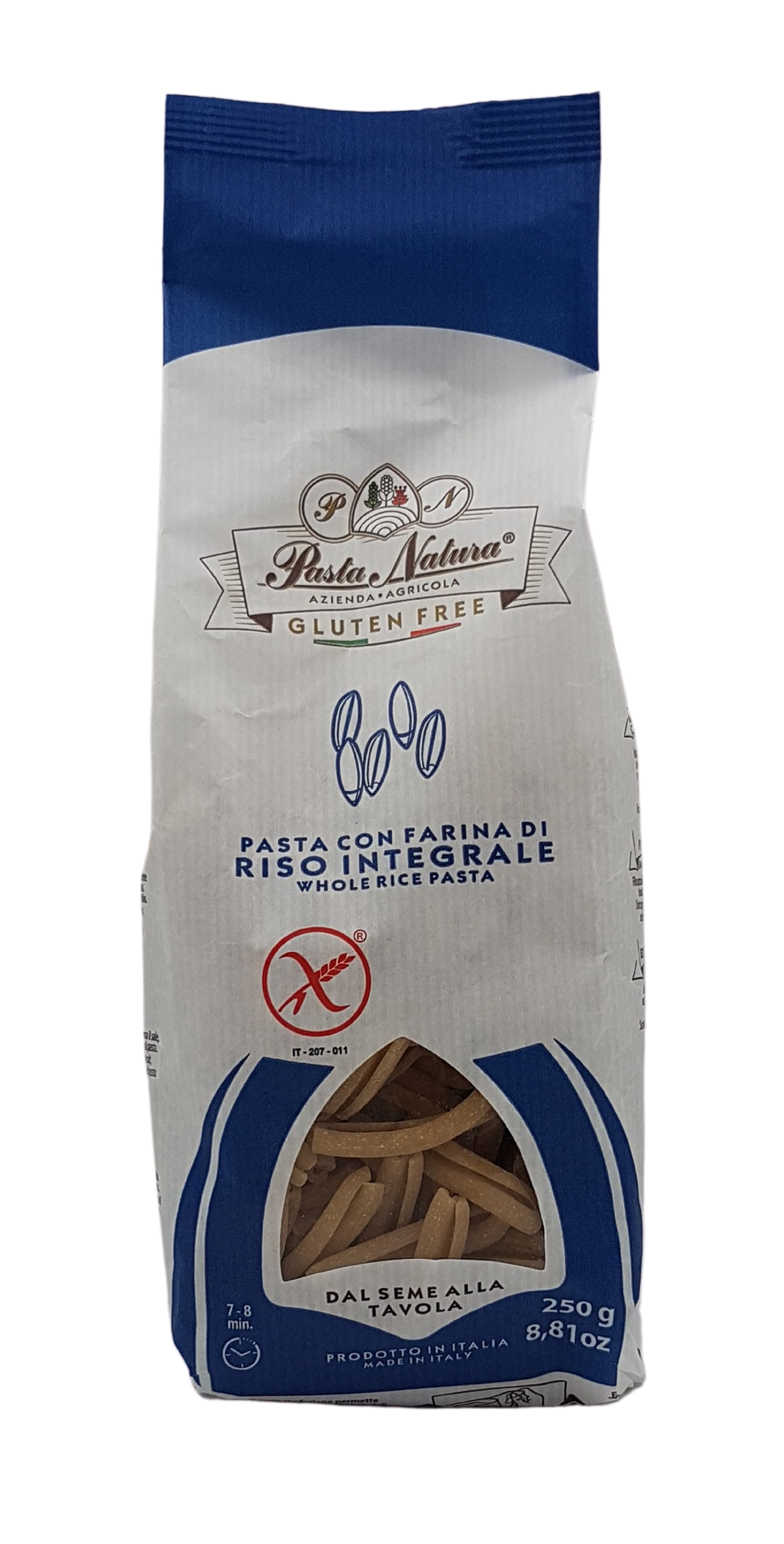 Pasta Natura, Casareccie con Farina di Riso Integrale senza glutine, Glutenfrei, 0,25 kg